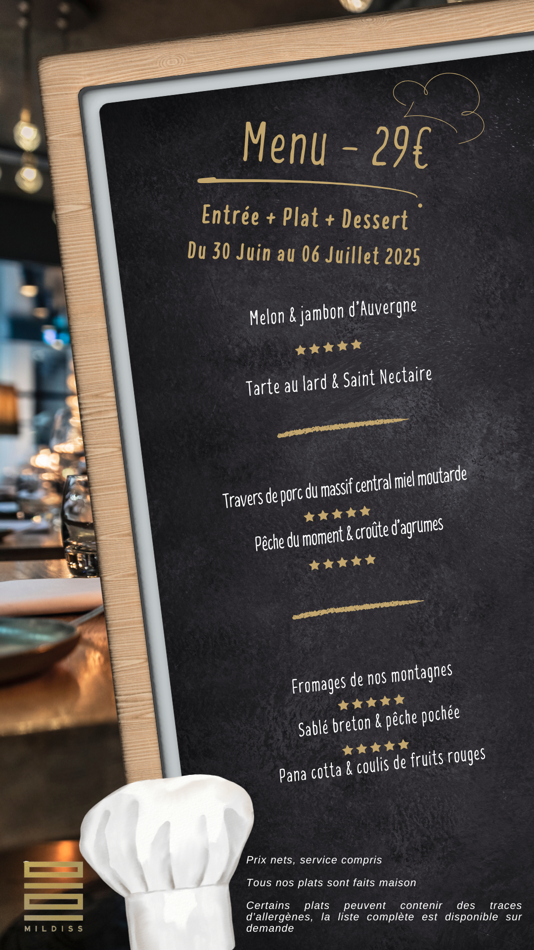 MENU DU 30 JUIN AU 06 JUILLET 2025