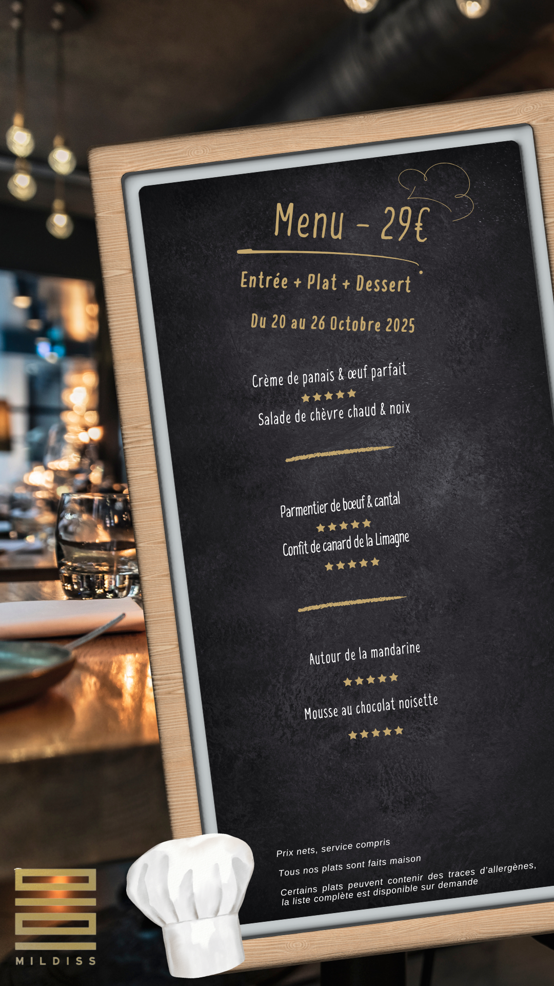 MENU DU 20 AU 26 OCTOBRE 2025
